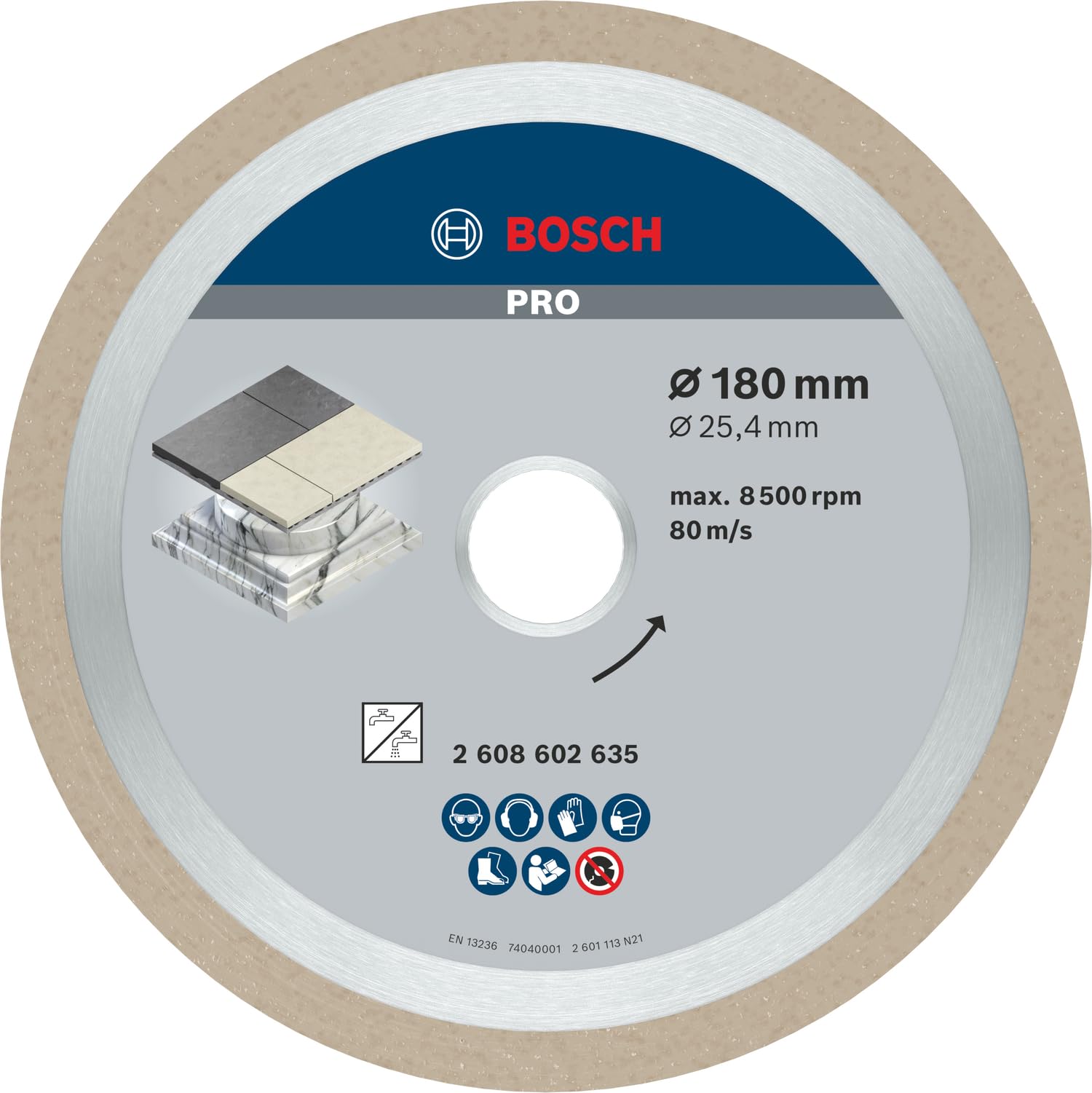Bosch elmas kesme diski seramik, 180 x 25,40 x 2,2 x 10 mm, 2608602635 için en iyisi