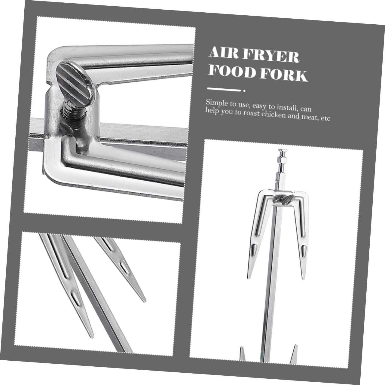HANABASS 3pezzi Forchetta per Barbecue in Acciaio Inossidabile Forchetta per Friggitrice ad Aria Utensili per Barbecue Resistenti Comodi da Usare per Grigliare Cibo