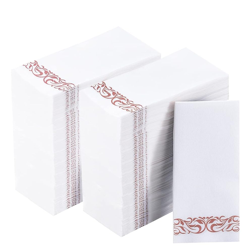 Vplus 400 Pack Paper Napkins Guest Towels Disposable Premium Quality 3-ply Dinner Napkins Disposable Soft, Absorbent, Party Napkins Wedding Napkins for Kitchen, Parties, Dinners or Events(rose gold)