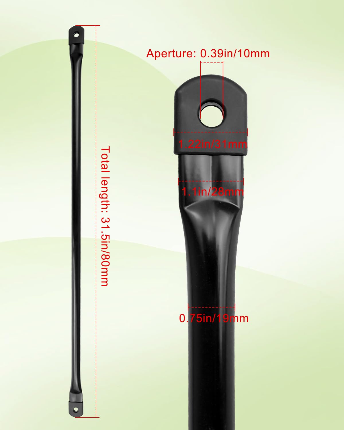 2 varillas de repuesto para columpio de jardín de 80 cm para colgar el asiento del columpio al marco, varillas redondas de metal negro