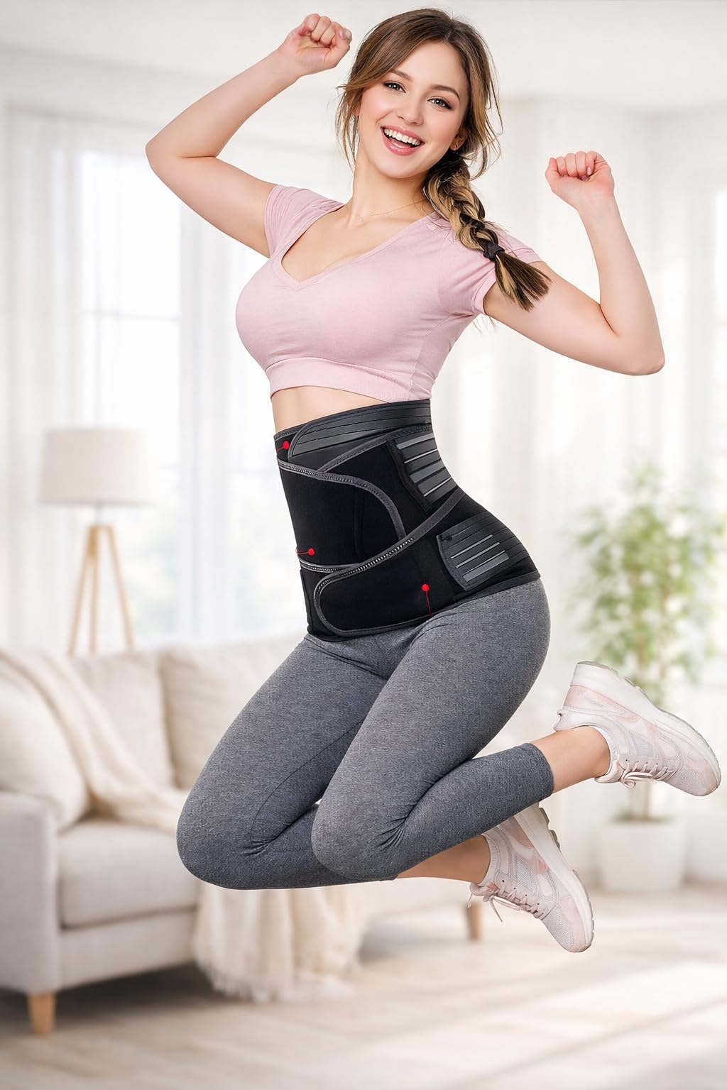 3 In 1 Postpartum Belly Band Post Pregnancy Abdominal Belt For Women After Birth Belly/Waist/Pelvis Wrap Postnatal Shapewear, (Fit from 30 Inch to 46 Inches of Waist) Black,Neoprene Blend-image-45