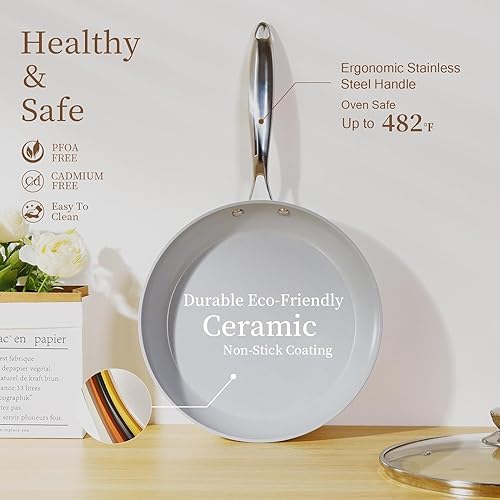 Miniatura 4 de Juego de utensilios de cocina de cerámica de 13 piezas, juego de utensilios de cocina de aluminio de calibre pesado, interior de cerámica saludable,