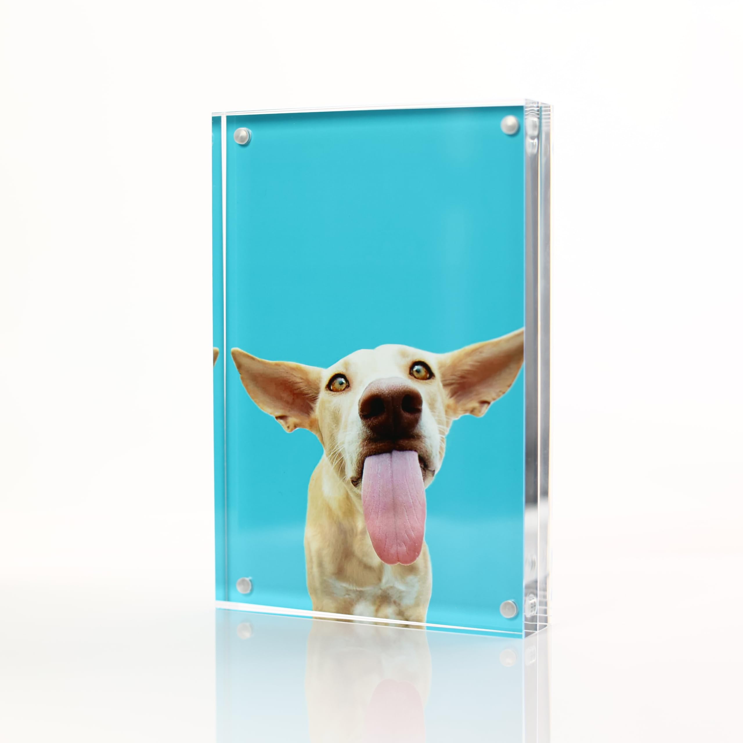 SMILE&WAVE 4X6 Inch Premium Double-Sided Clear Acrylic Frame Block - 20% Thicker (24MM) - Desktop And Magnetic Fridge Display for Vertical & Horizontal Images And Prints - Ideal Self-Standing Gift