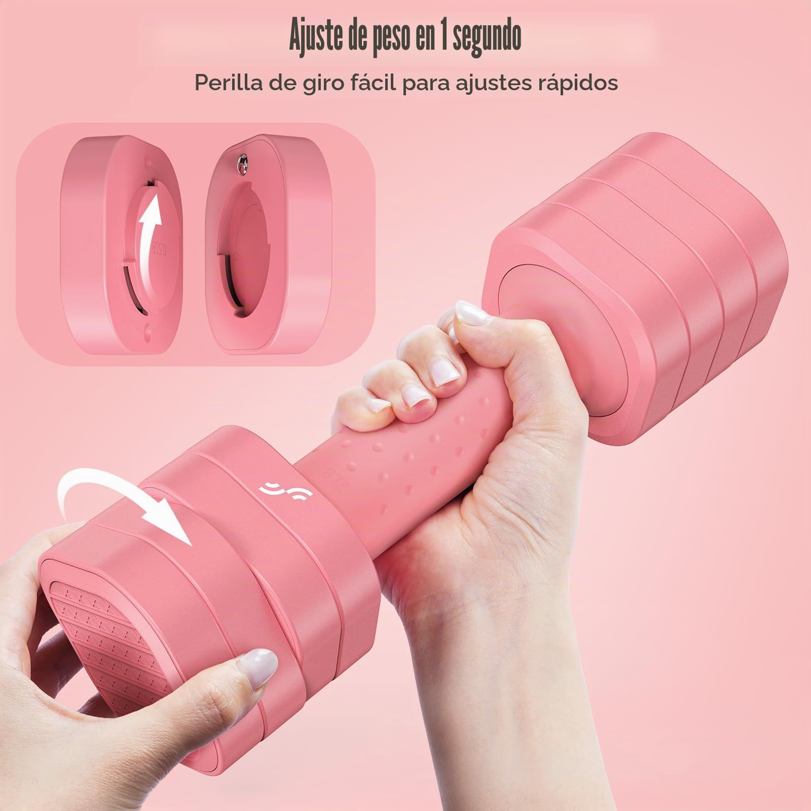 Juego de mancuernas para mujer, Sportneer - Mancuernas ajustables - Juego de 2 mancuernas cortas (0,9–2,3 kg por mancuerna), juego de mancuernas 4 en 1 con mango antideslizante de TPU, juego de