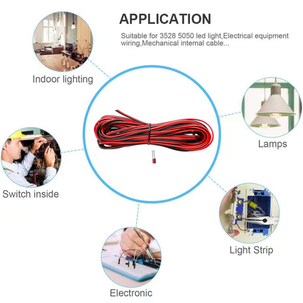 22AWG Elektrokabel 20 Meter, 0,33mm², 2-adrig – Kupfer-Silikonkabel Für LED-Streifen & Elektronik