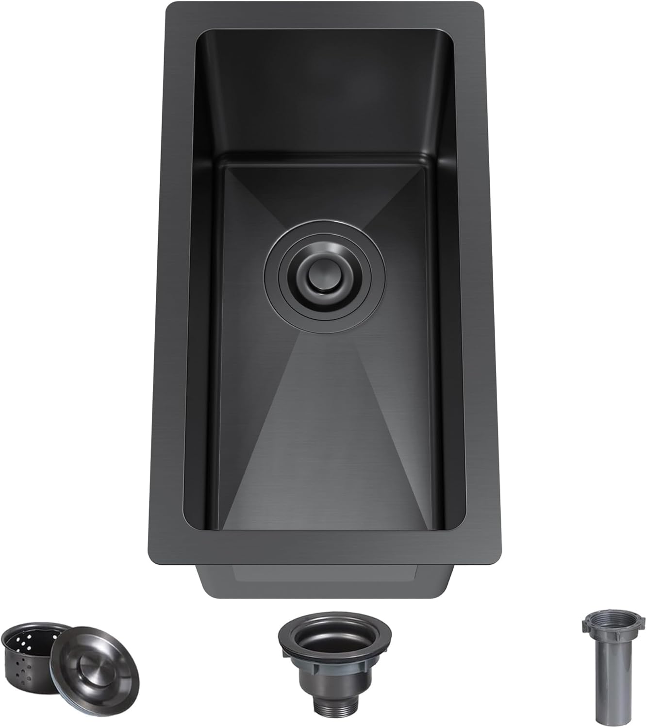 10 x 18 Inch Black Drop In Bar Sink Single Bowl Topmount Bar Prep 18 Gauge Stainless Steel Bar Sink with Basket Strainer