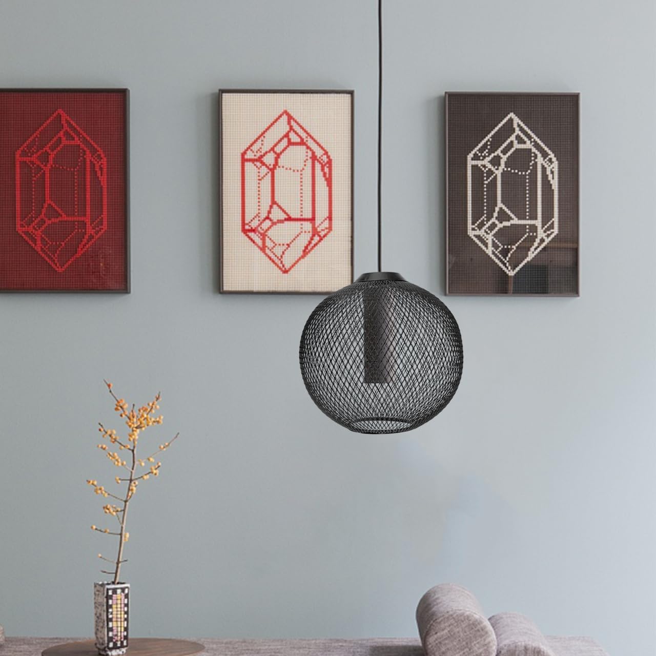 Luxshiny Metal Chandelier Lamp Shade 7.87In Geometric Hollow Pendant Light Cover for Dining Kitchen Ceiling Light Home Decor