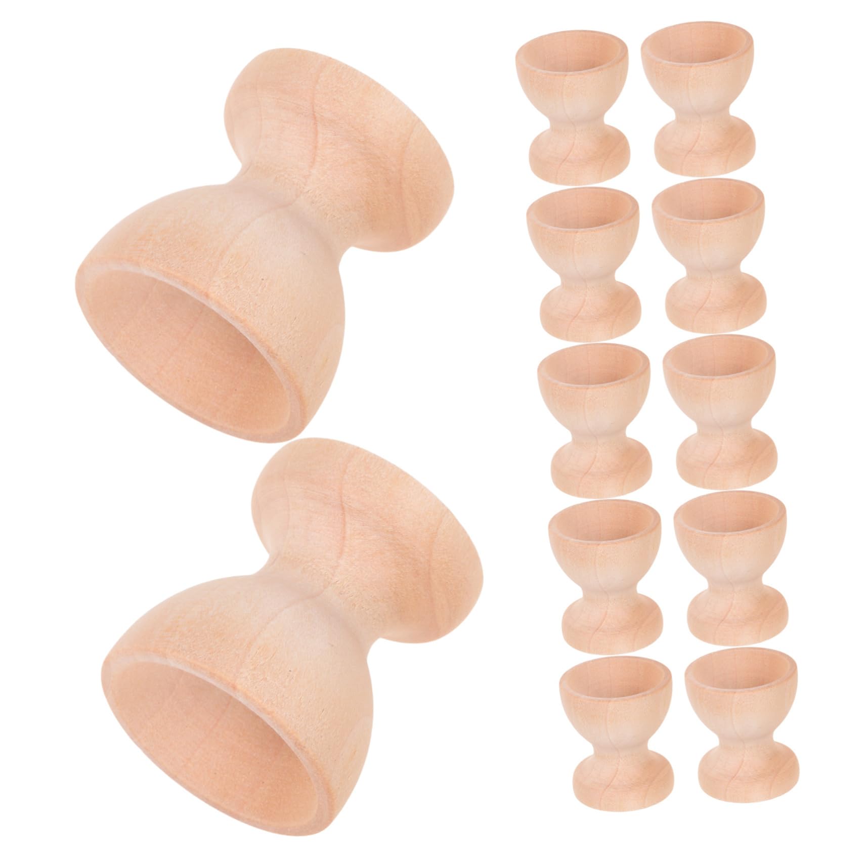 BIUDECO 12pcs Set Imitation Egg Wooden Tray Indoor Nozzle Bottom Support Eggs Small Feeder Cleaner Nozzle Display Rack Eggs Food Bowl Feeder Tape Green Leaf Nozzle Handicraft Eggs