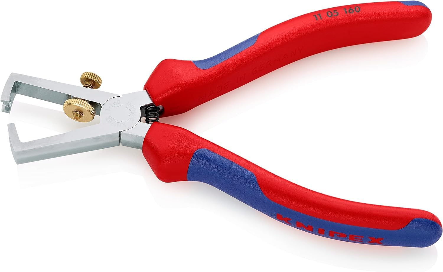 KNIPEX Alicate pelacables Con muelle de apertura universal con cartulinas autoservicio cromado con mangos multicomponente 160 mm, 11 05 160 SB