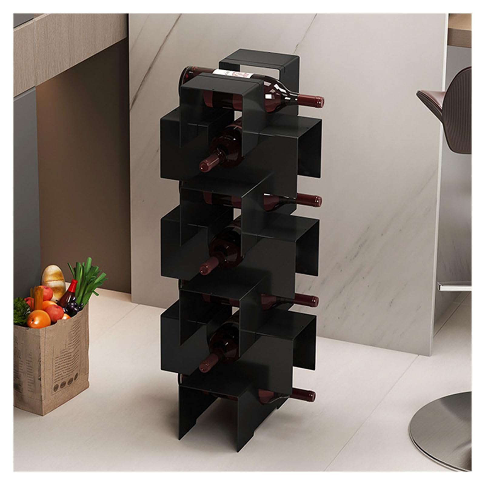 Porta-bouteilles de vin vertical moderne en couches pour cuisine