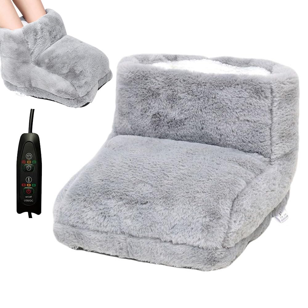 Chauffe-Pieds Électrique, 5V Chauffe-Pieds, Chauffe-Pieds Électrique avec 3 Niveaux de Chauffage et 3 Minuterie, Chauffage des Pieds Électrique pour les Pieds avec Doublure Intérieure Lavable