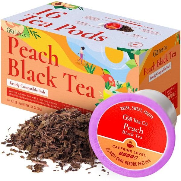Gya Tea Co Peach Black Tea K Cups for Keurig Highly