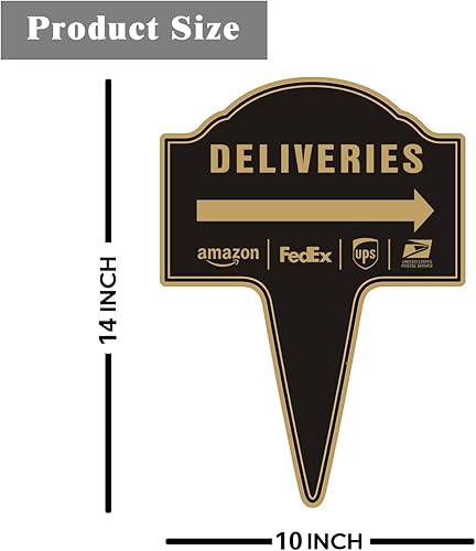Miniatura 2 de Yuntarda - Paquete de 2 letreros de entrega con flecha derecha, letrero de metal integrado de 14 x 10 pulgadas para uso al aire libre, instrucciones