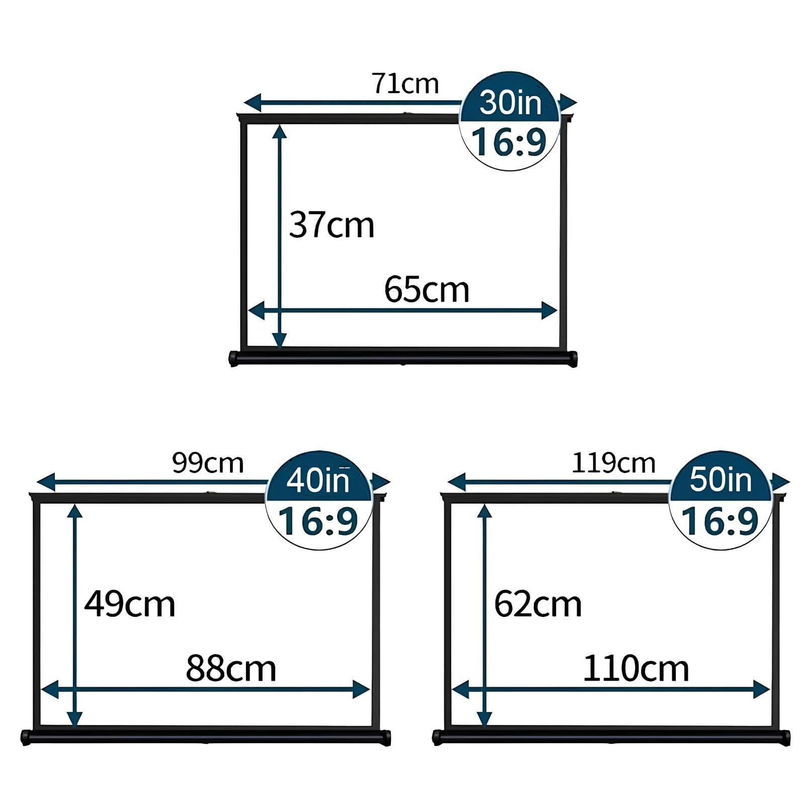 Telo Proiettore 30/40/50 pollici, Schermo per Proiettore da Tavolo Telo da Proiezione per Interni/Esterni 4K HD Home Theater Ufficio(30in(16:9))