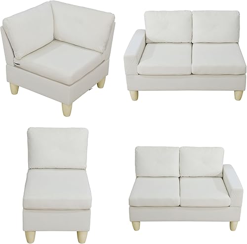 Miniatura 4 de Sofá modular moderno en forma de L  Sofá cama convertible de cuero con diván reversible, sofá modular de nube para sala de estar y apartamento