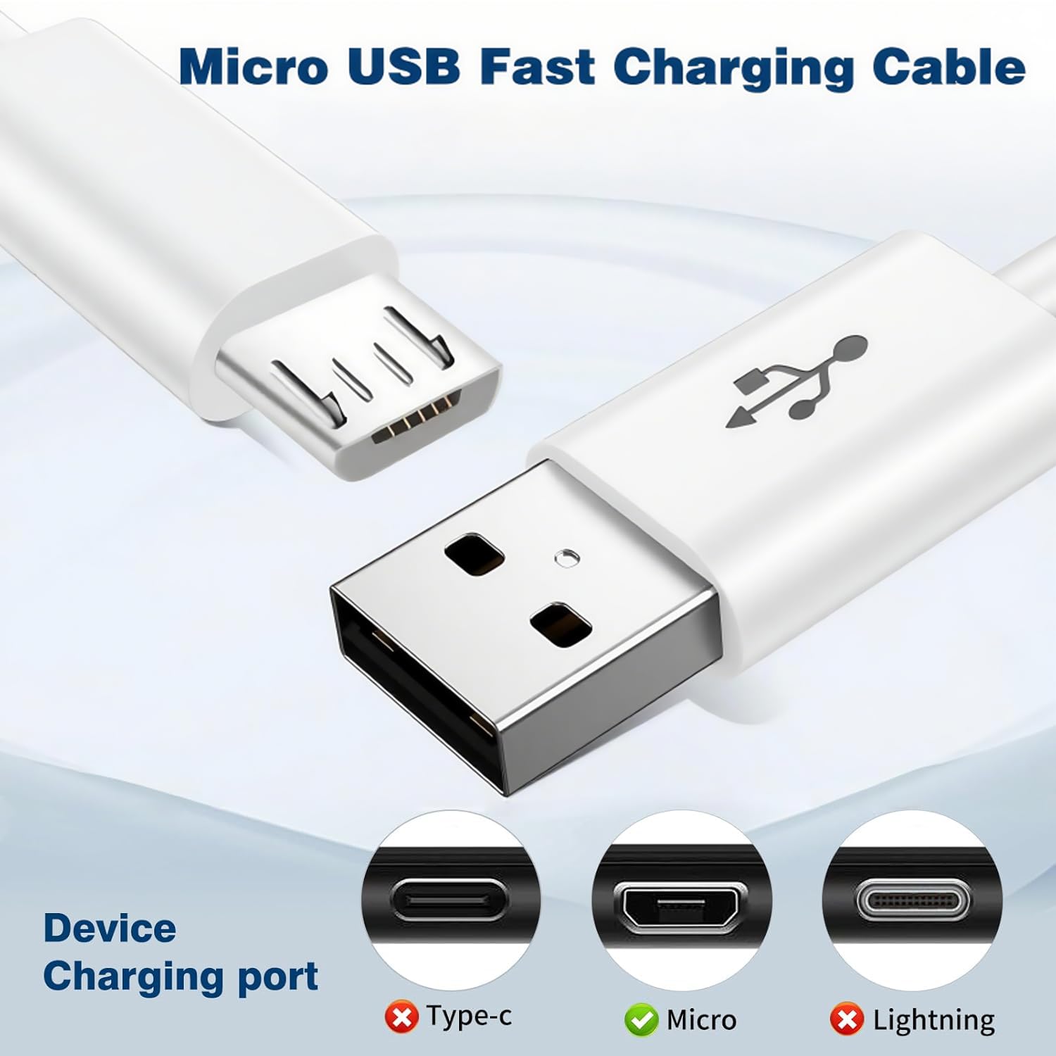 USB A to Micro USB Cable 10ft USB Charging Block 5v 2a Power Adapter Compatible fo Samsung Galaxy Tab A, E, S, S2, 3, 4, 7.0" 8.0" 8.4" 9.6" 9.7" 10.1" 10.5" LTE Samsung Tablet Charger Micro Cord Port