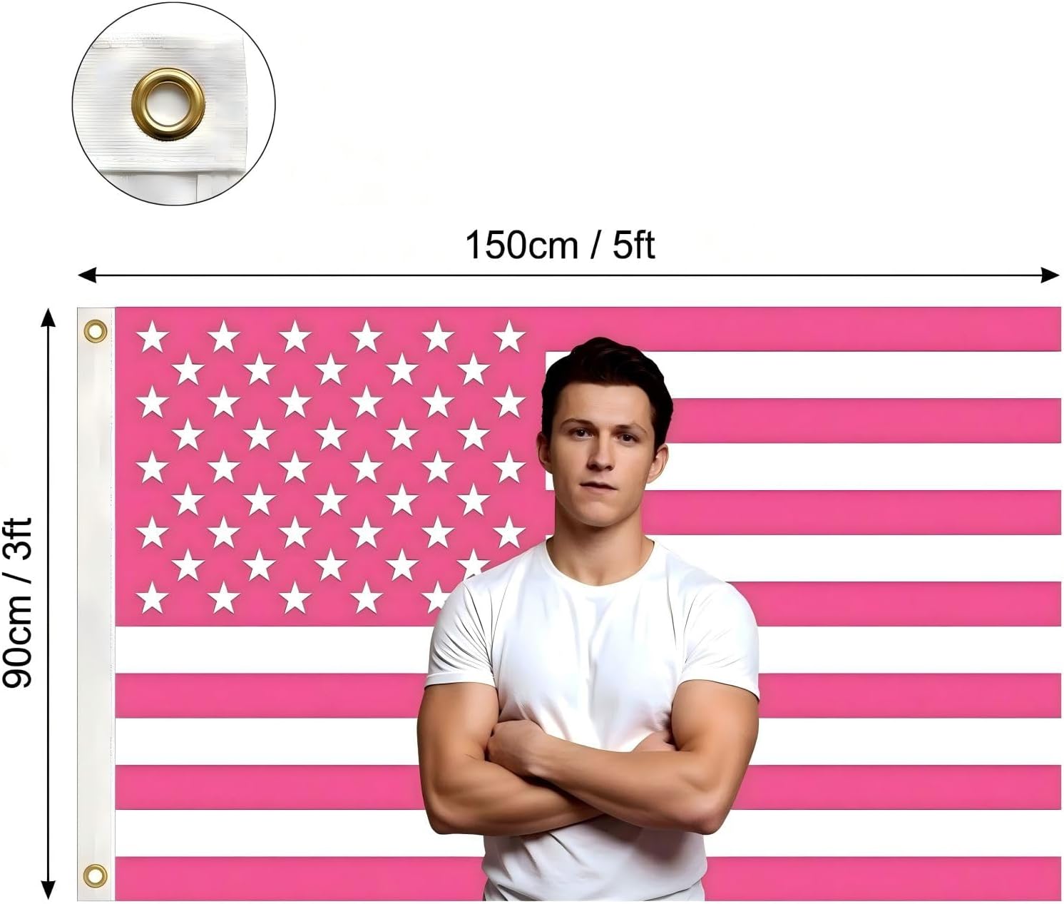 MAGJIUKE Tom Holland Tapestry Pink American Flag Wall Hanging for Bedroom