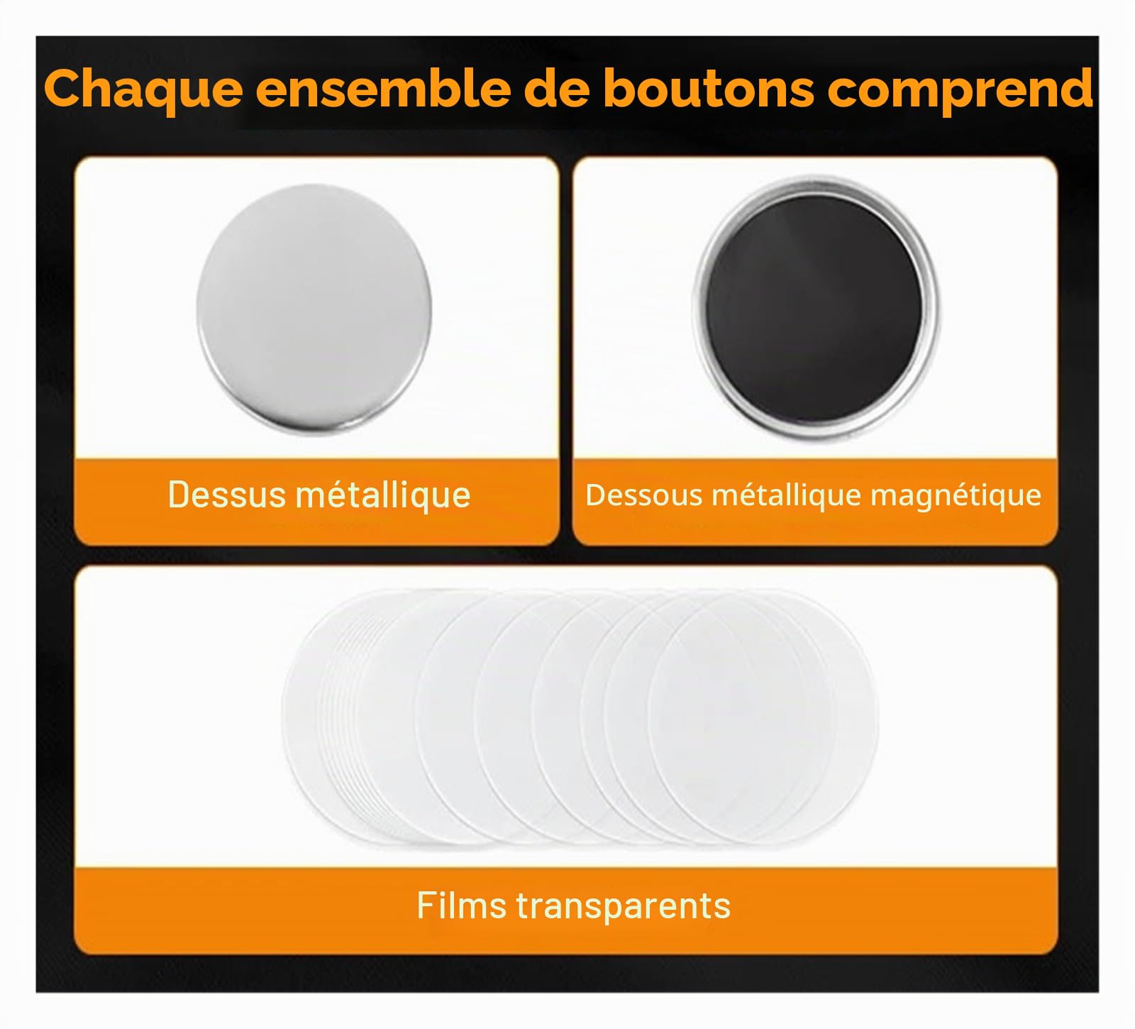Lot de 100 badges magnétiques souples et résistants for réfrigérateur, 58 mm, à faire soi-même Polyvalence pour les loisirs créatifs(58mm Soft Magnet Button)