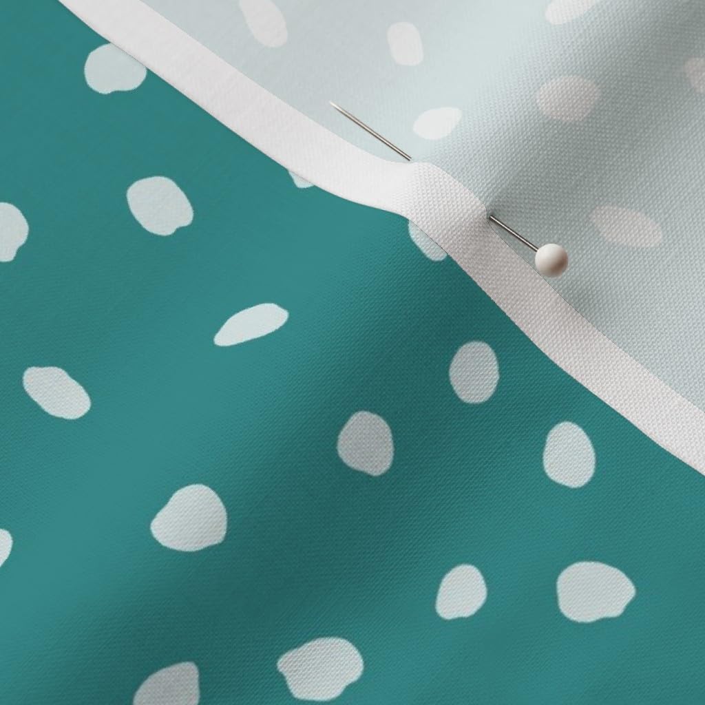 Spoonflower Fabric - Modern Polka Dots Aqua Teal Blue Small Scale Hand Drawn Baby Nursery Printed on Petal Cotton Fabric Fat Quarter - Sewing Quilting Apparel Crafts Decor