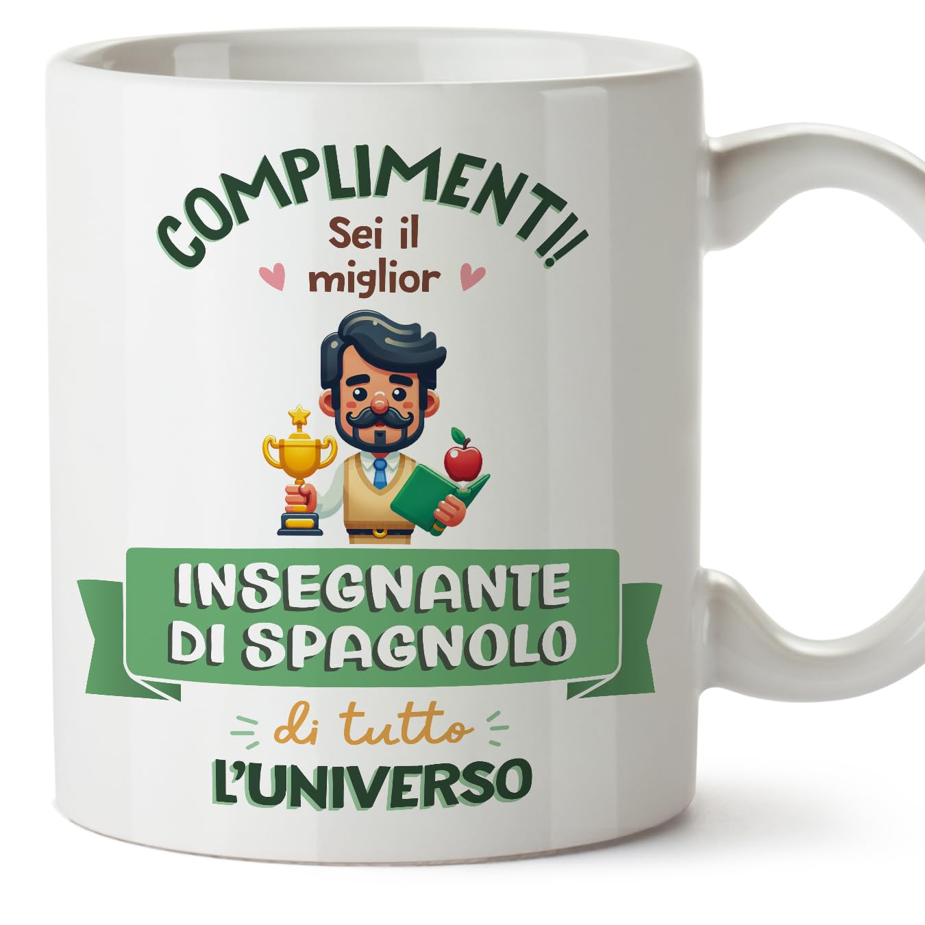 MUGFFINS Spanish Teacher Man Mug - in Italian - Miglior Universo Trofeo - Funny Gift for Colleagues - Ceramic 11oz Mug โ image 1