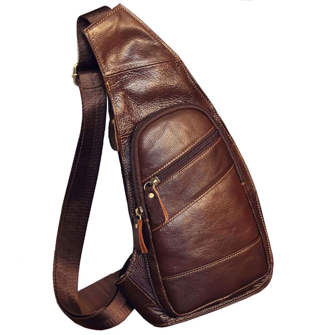 KPYWZER Vintage Leather Sling Bag Backpack for Men Crossbody Shoulder Chest DayPack Backpacks