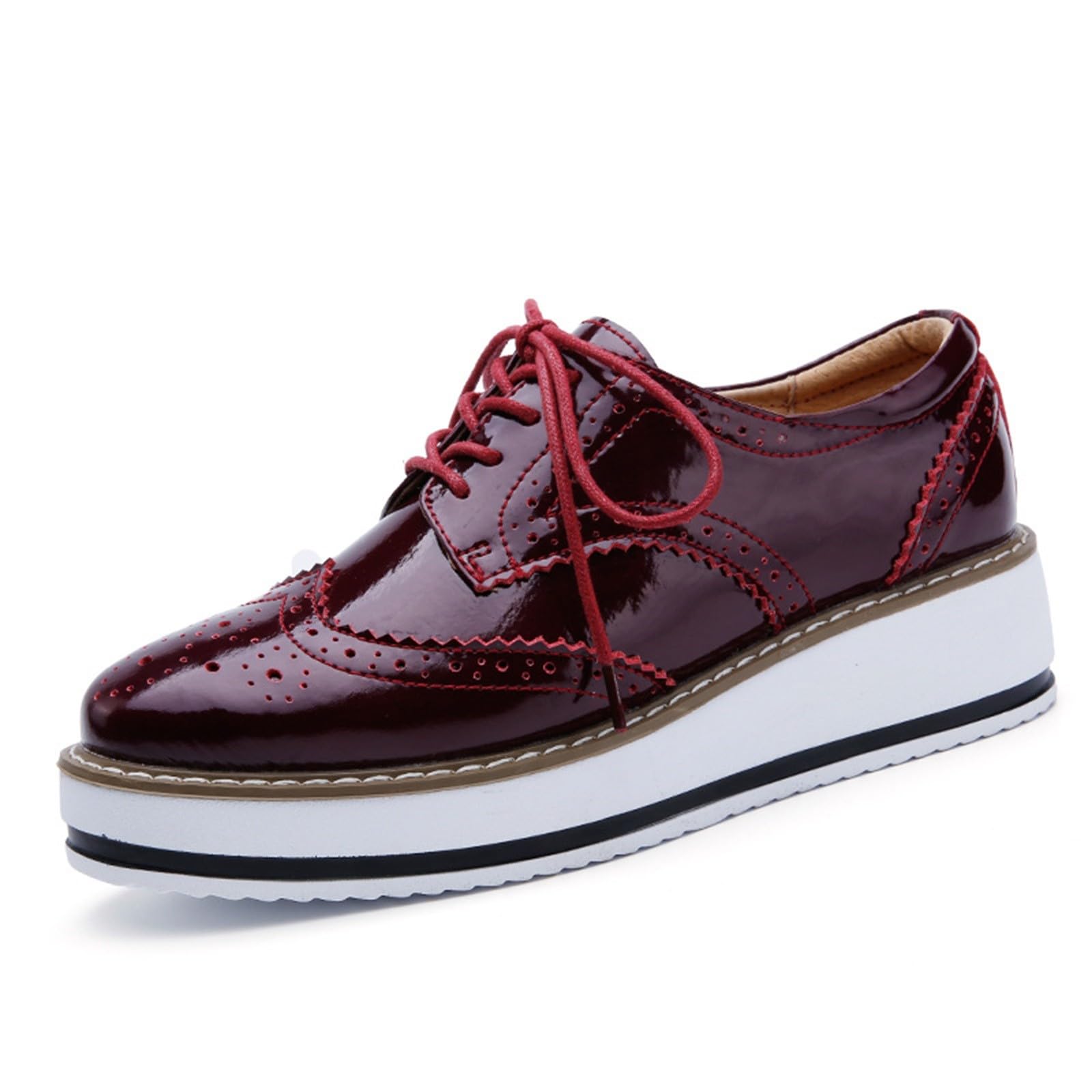 Baskets à plateforme à lacets pour femme - Chaussures décontractées à plateforme - Chaussures confortables à lacets pour le quotidien et les promenades - Avec détails de couture - Chaussures