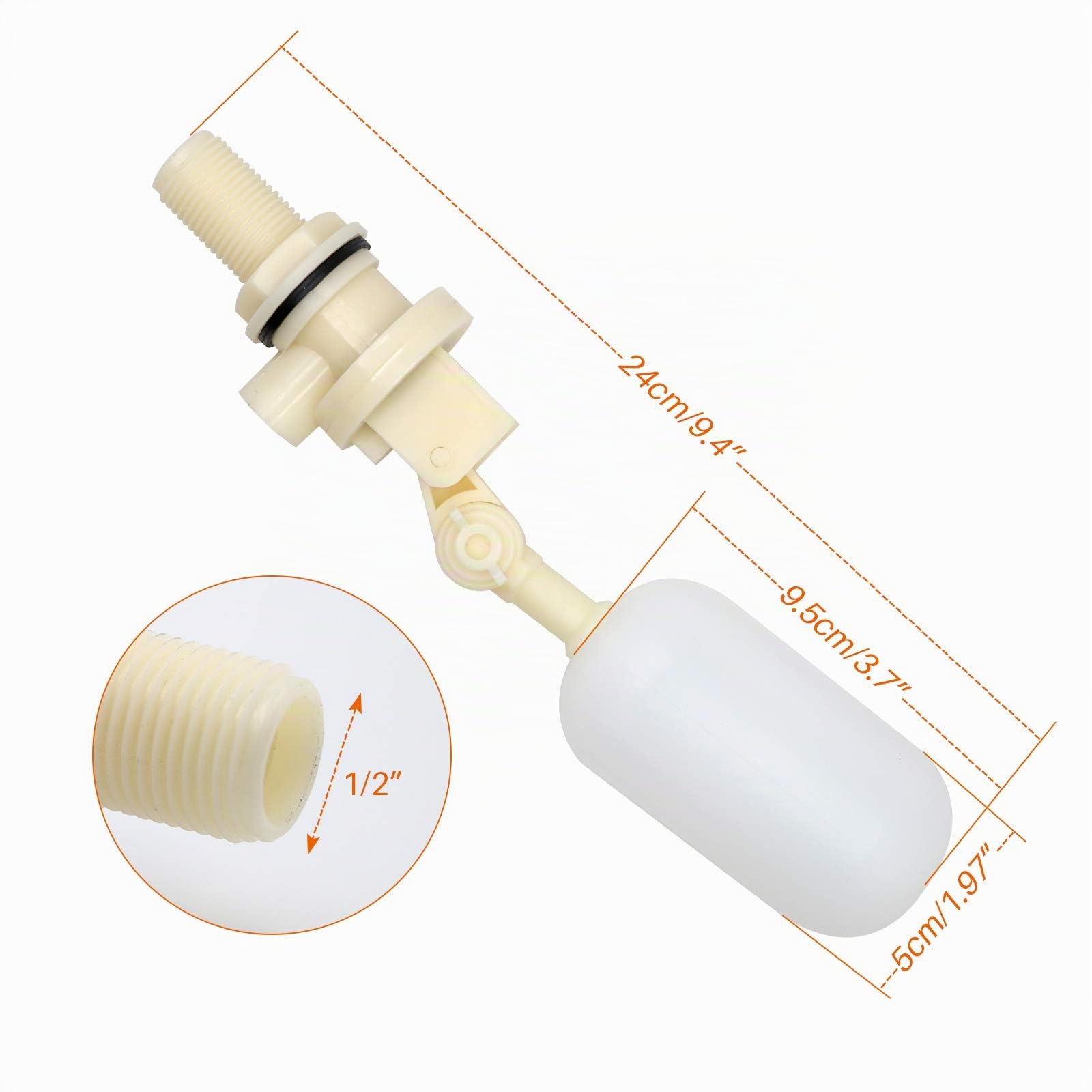 Valvola a Galleggiante per acqua da 1/2 "con Braccio Regolabile, Valvola a Sfera per Abbeveratoio Automatico per Abbeveratoio per Bovini per Cavalli, Pecore, Maiali, Cani