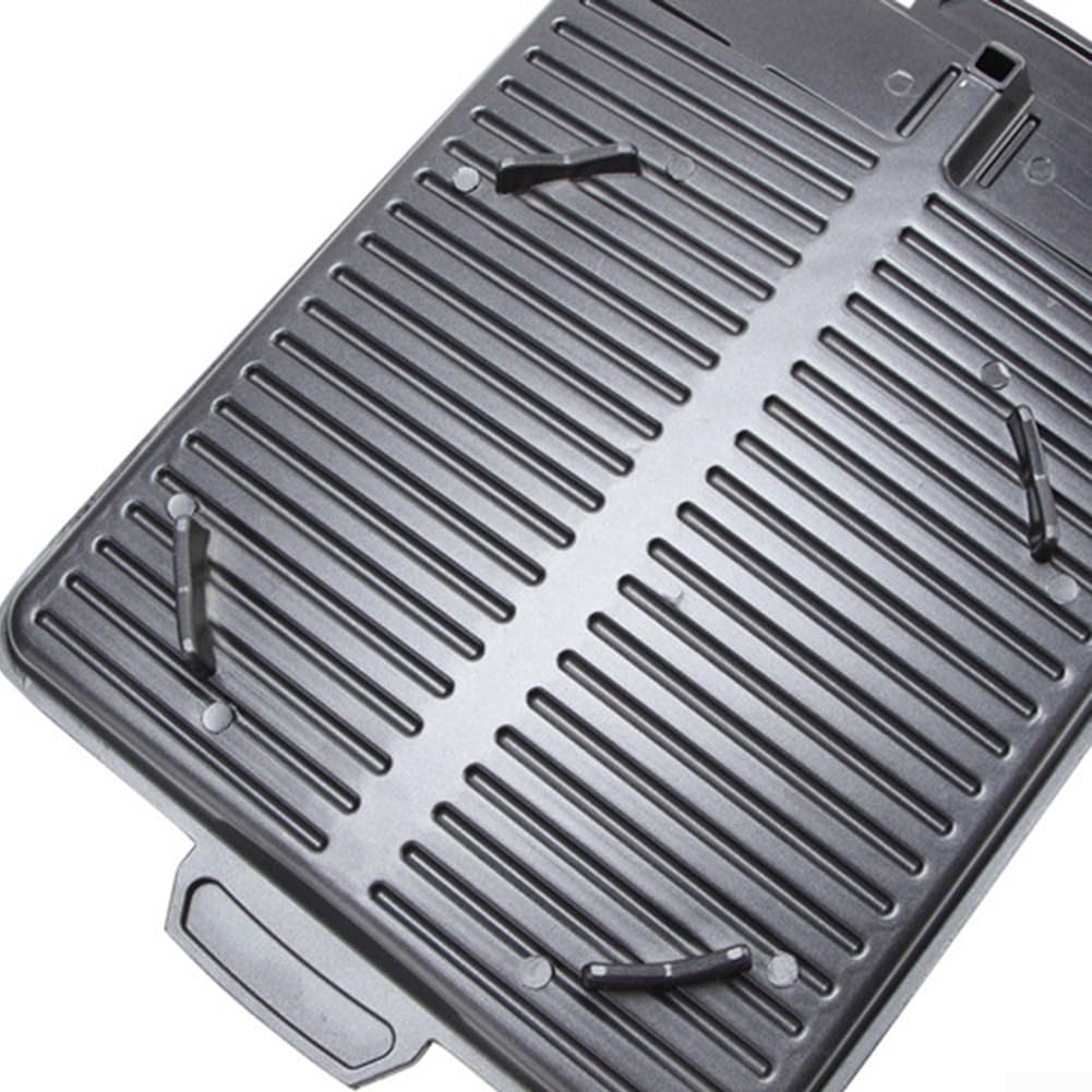 Piastra per barbecue reversibile, portatile, antiaderente, in alluminio, per forno a induzione a gas, campeggio, cucina all'aperto, 32,5 x 26 cm, nero