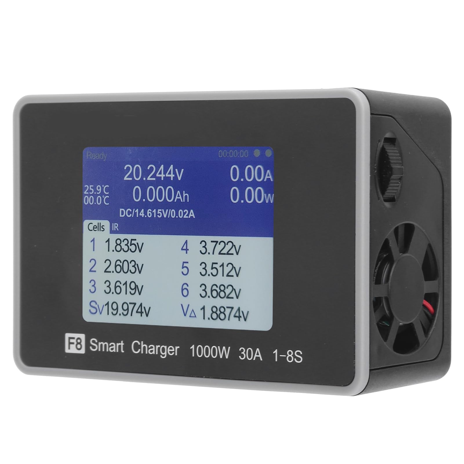 Changor Caricabatterie Intelligente F8 1000W 30A per Batterie LiPo Li-ion LiFe e NiMH Display LCD IPS da 2,4 Pollici