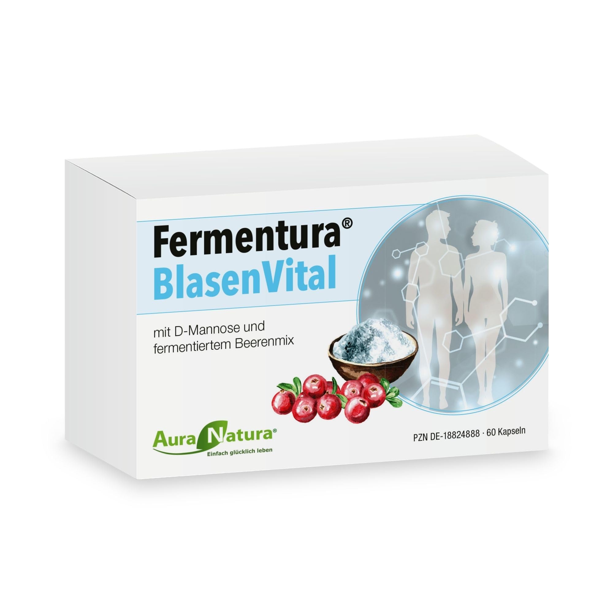 Fermentura BlasenVital, D-Mannose Cranberry-Extrakt für Blasenentzündungen | Natürliche Unterstützung bei Blasen- & Harnwegsproblemen | 60 Kapseln, 1er-Pack | Vegan
