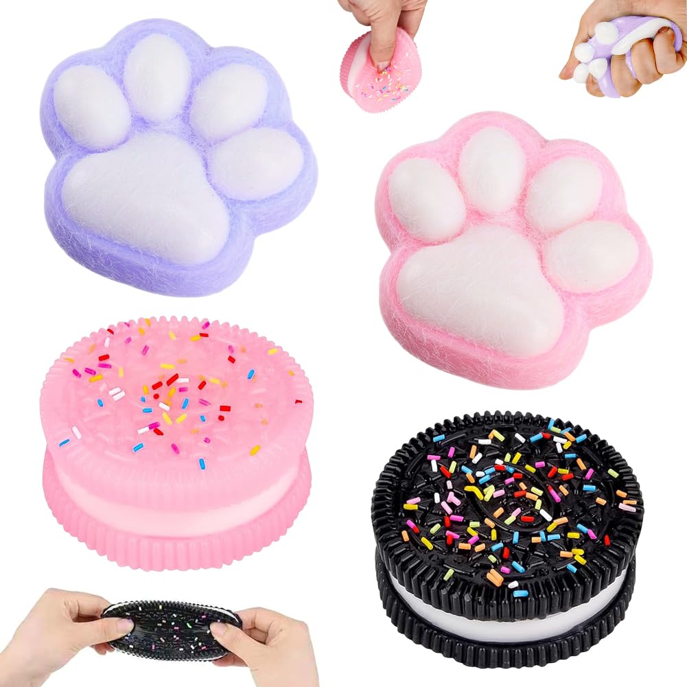 HATFRYF 4PCS Squishy Toys, Bread Squishy Set, Cute Breakfast Stress Relief Sensory Play Fidget, Stress Balls For Boys Girls, Soft Squeeze Fidget Toys, Birthday Gift for Anxiety Relief â image 1