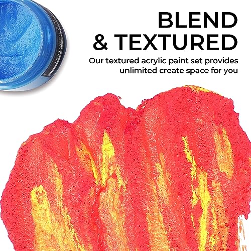 Image of Funto Textured Acrylic Paint Set, 12 Colors, Complete Painting Kit with Tools and Canvases, Professionals Art Craft Painting Supplies Kit, Non-Toxic