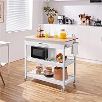 Yaheetech Carrello Cucina a 3 Ripiani con Maniglia Carrellino con Ruote
