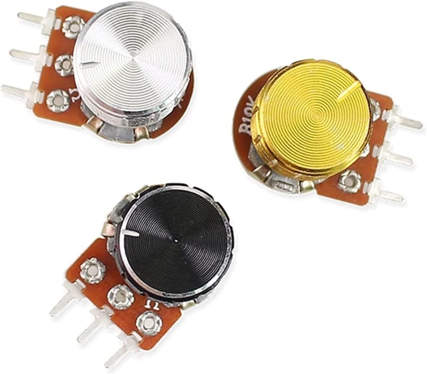 Codificador de interruptor 5 unids/lote potenciómetro de película de carbono WH148 15mm, con Kit de tapa de perillas de interruptor giratorio B1K 2K 5K 10K 20K 50K 100K 250K 500K 1M (Size : Silver -