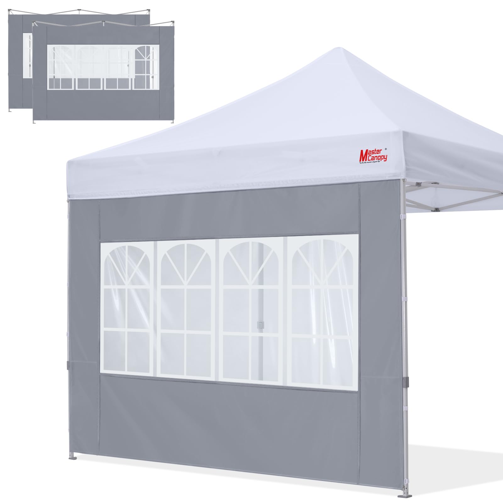 MasterCanopy Church Window Side Wall for 3 x 3 Gazebo, Pack of 2, Grey