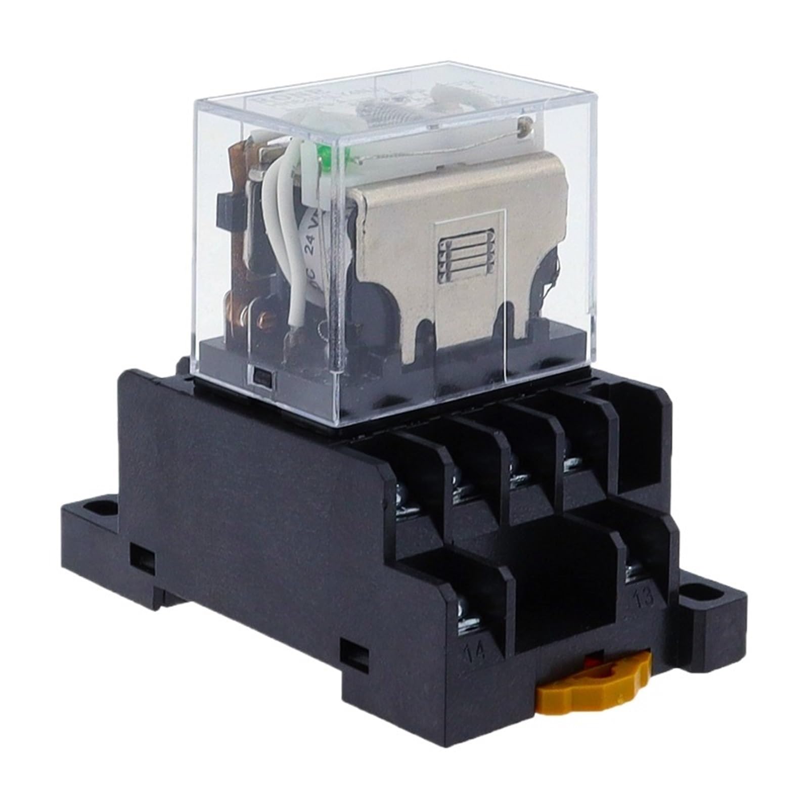 1 juego de relé de potencia LY4NJ HH64P CA 110 V, 220 V, 12 V, 24 V, 14 pines, 10 A, contacto plateado, bobina 4PDT con base de zócalo PTF14A(AC,12V)