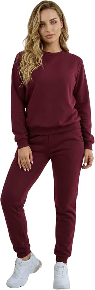 Conjunto de Moletom Feminino Flanelado, Blusa de Moletom e Calça Jogger, Ideal para o Inverno
