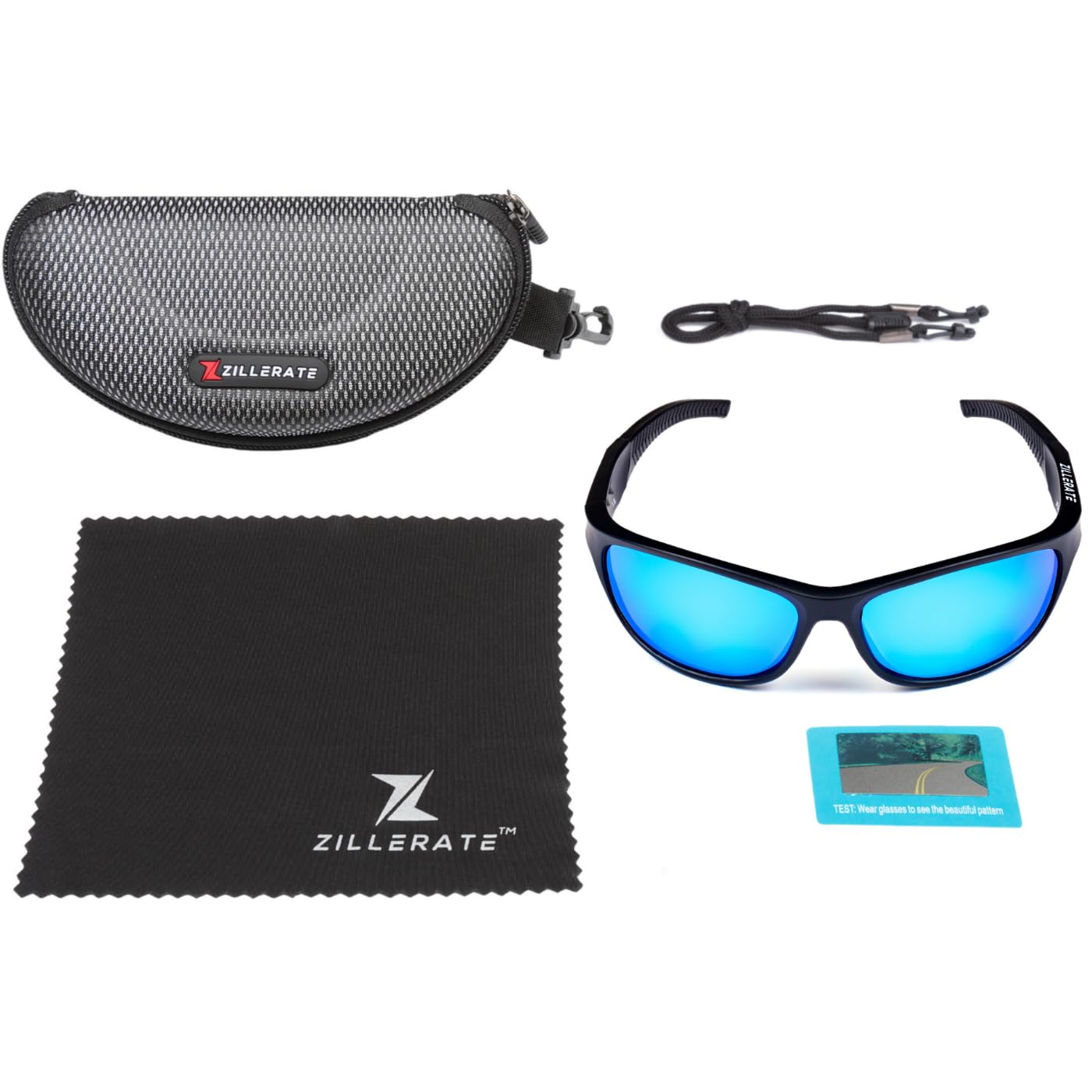 ZILLERATE Lunettes de Soleil Sport Polarisées Homme et Femme, Vélo, Golf, Ski, Pêche, Course À Pied, Conduite, Protection UV400, Monture Légère Confortable en TR90, Accessoires et Étui Rigide