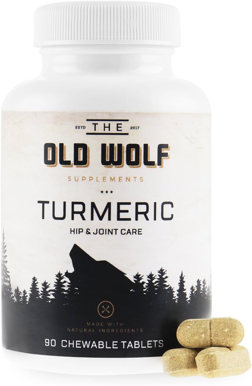 Turmeric Curcumin Joint Supplement for Dogs: Pain Relief & Anti Inflammatory Support with Glucosamine, Chondroitin Porcine, MSM, Hyaluronic Acid, Piperine & Turmeric Root Blend - 90 Chewable Tablets