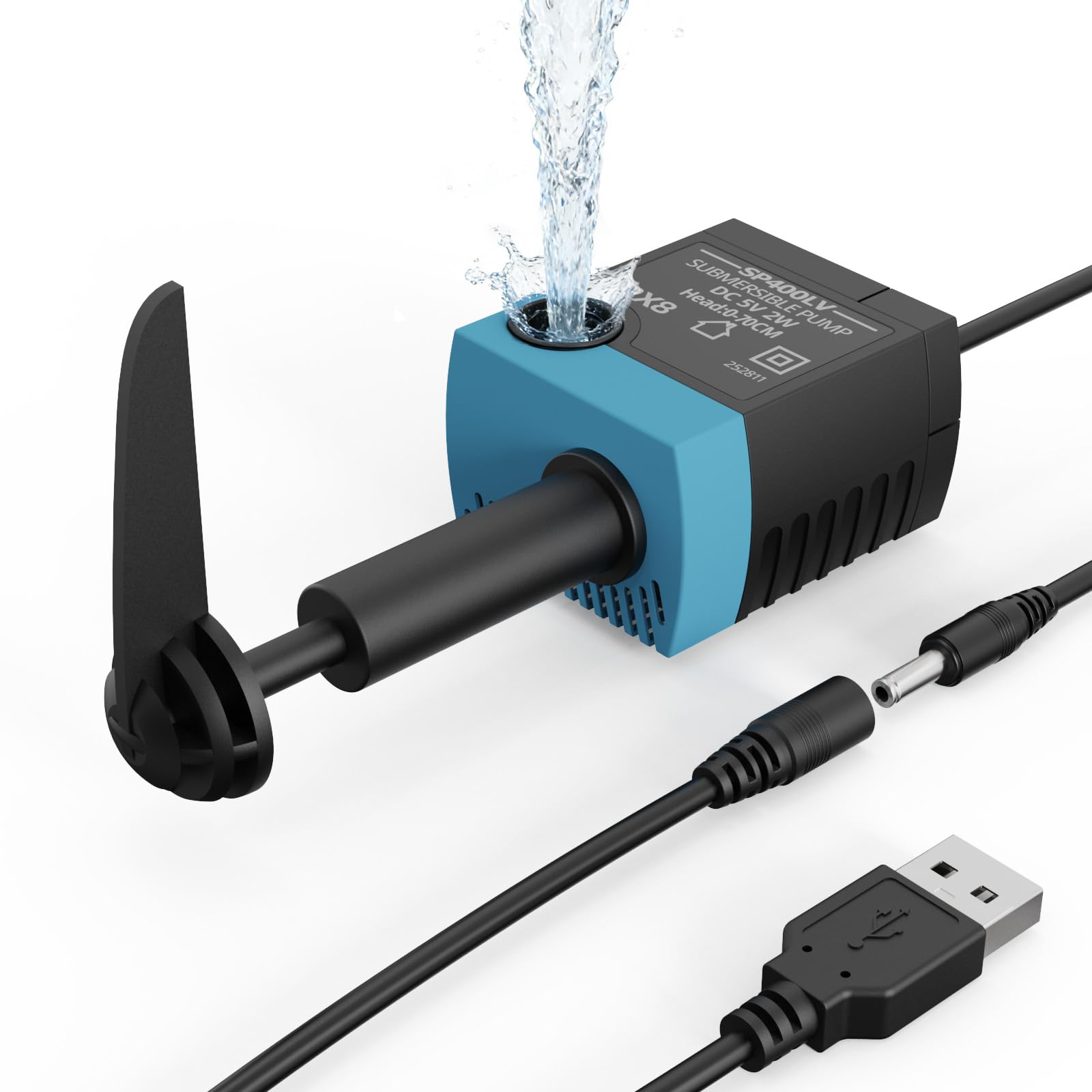 SP-400LV Bomba de fuente de agua para gatos con mango grande, bomba de repuesto USB de 5 V compatible con dispensadores de agua para mascotas Drinkwell Platinum y Platinum LED (sin adaptador)