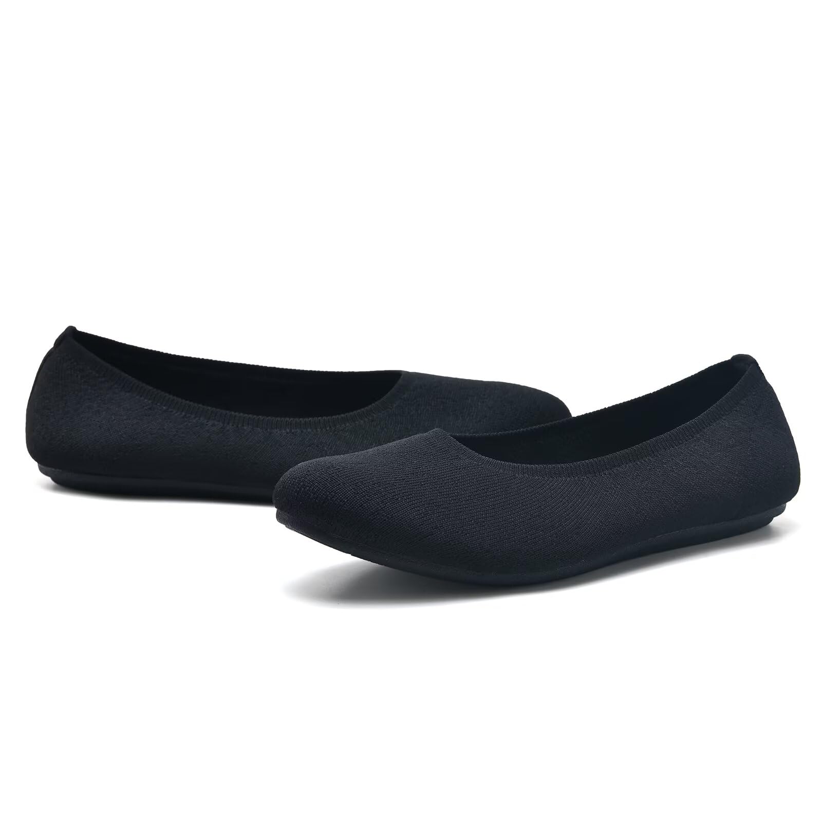 Puxowe Damen Ballerina Runde Zehe Stricken Flache Schuhe Komfort Weich Slip On Ballerina Walking Flats Schuhe für Frauen Niedriger Keil Lässig