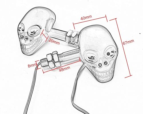 Miniatura 3 de Accesorios de motocicleta Black Skull 2 unids Universal LED Indicador de señal de giro Luces para Kawasaki Yamaha Suzuki Harley (negro)