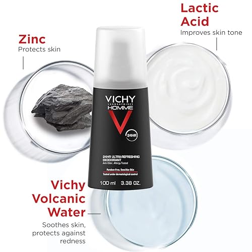 Miniatura 2 de Vichy Homme 24 Hour Protection - Desodorante en aerosol para hombre sin aluminio adecuado para pieles sensibles 338 onzas líquidas