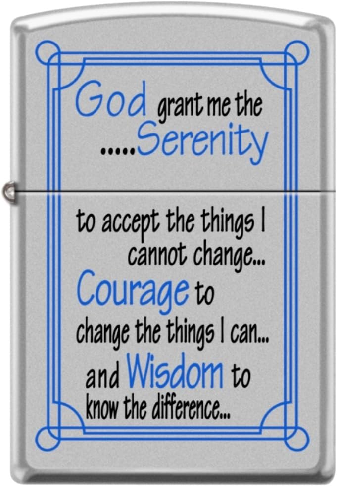 Zippo Serenity Prayer Satin Chrome Pocket Lighter