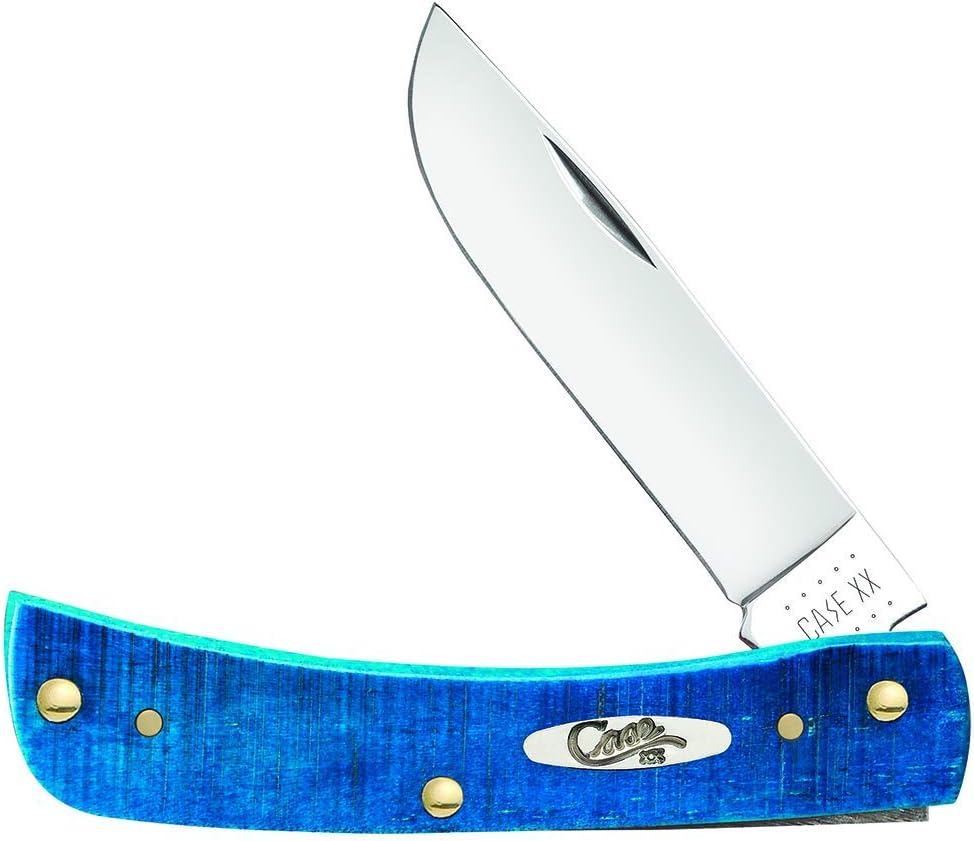 Case XX WR Pocket Knife Sod Buster Jr, Stainless Steel Blades, Length Closed: 3 5/8 Inches, Made in USA (Blue, Small)