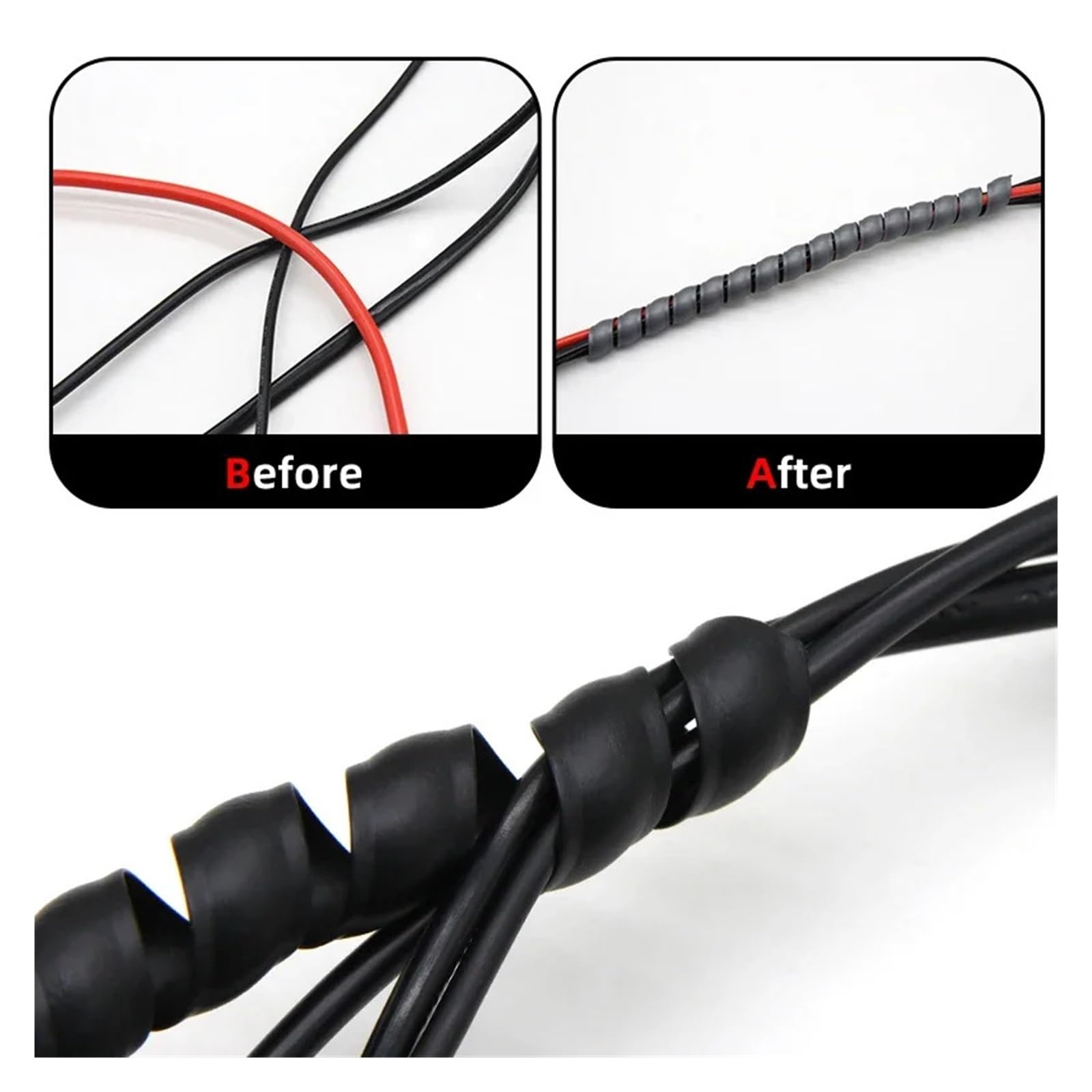 1/3/5 metros 8-35 mm organizador de línea de protección de tubería flexible espiral enrollado cable protector de cable funda de cable (rojo, ID 14 mm _ 5 metros)