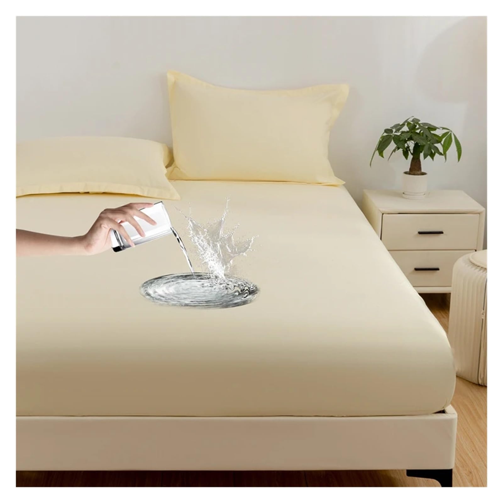 Funda de colchón Impermeable, Transpirable, Lavable, sábana Bajera Ajustable for Cama Doble para Cama(Color5,150x200x25cm)