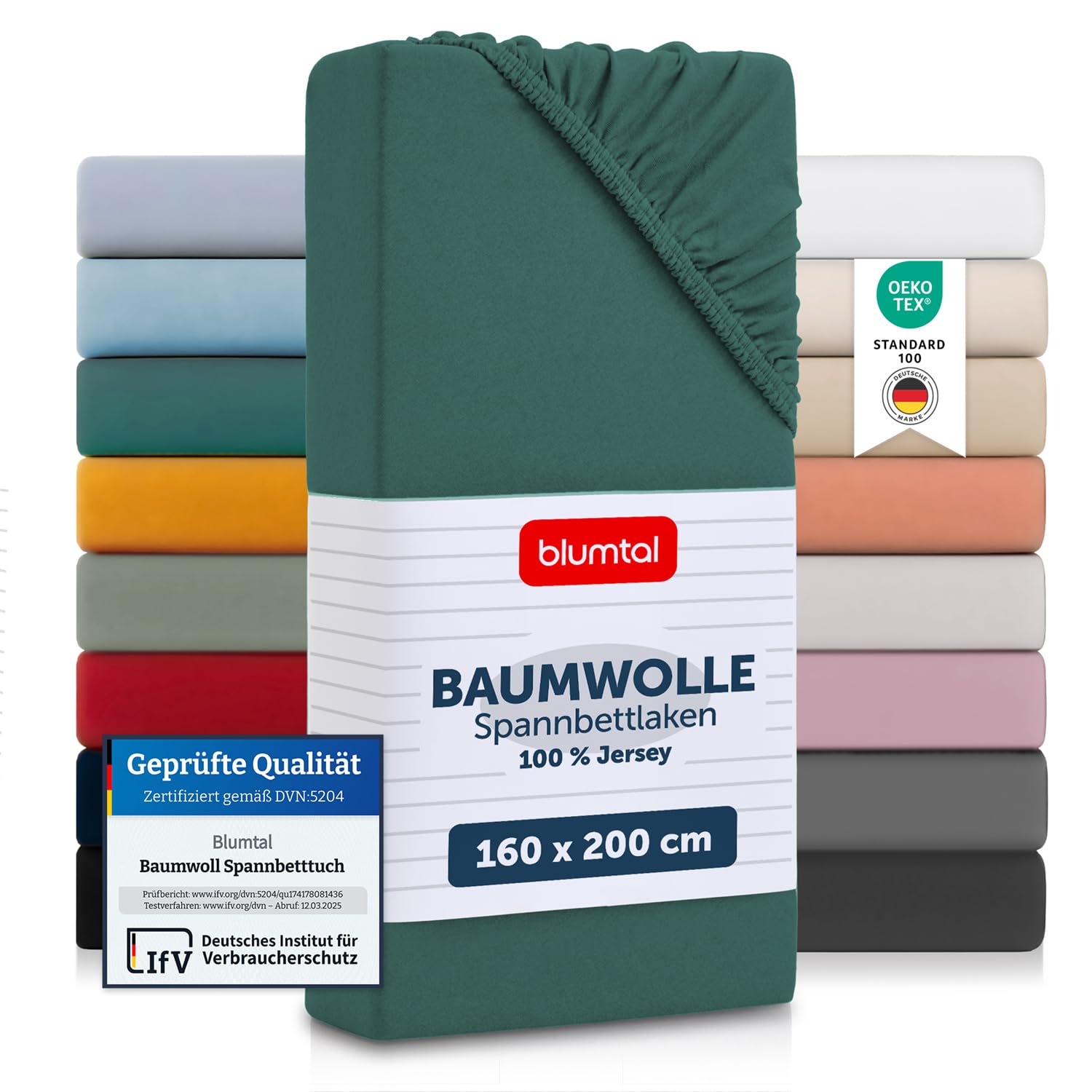 Blumtal® Basics Spannbettlaken Jersey - Bettlaken aus 100% Baumwolle - Oeko-TEX zertifiziertes Spannbettlaken