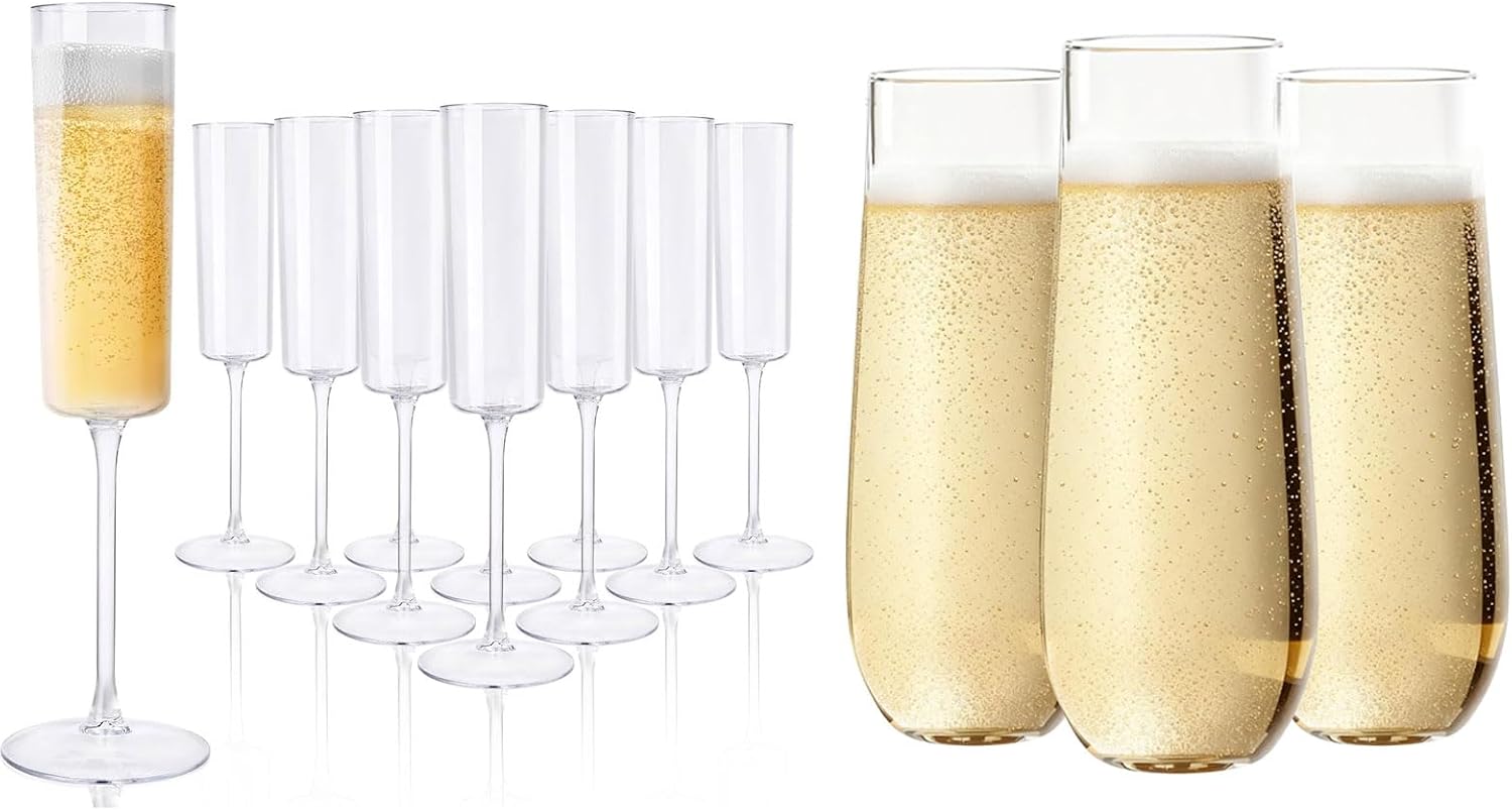 Ciaell 36 Pack Plastic Champagne Flutes - 9 Oz Disposable Champagne Glasses for Parties & Weddings & Birthdays & Thanksgiving Visit the Store