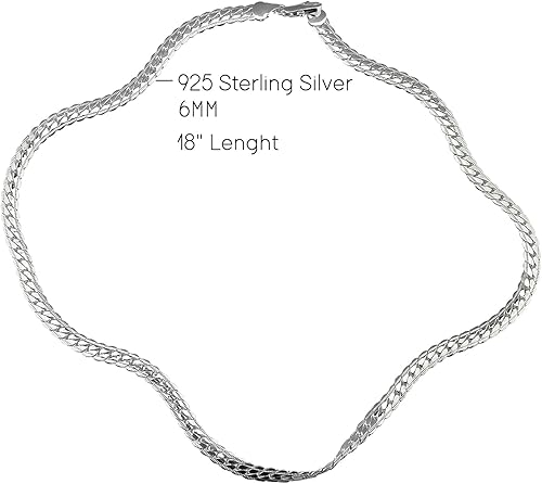 Miniatura 2 de ORENTINI 18K Gold or 925 Sterling Plated 6MM Flat Cuban Style Necklace Chain with Gift Box for Men and Woman, Boys and Girls